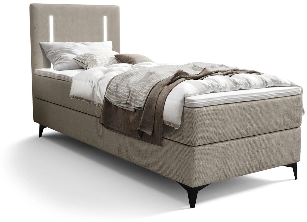 Jednolôžková posteľ 80 cm Ortega Comfort (hnedosivá) (s roštom a matracom, s úl. priestorom) (s LED osvetlením). Vlastná spoľahlivá doprava až k Vám domov. 1082670