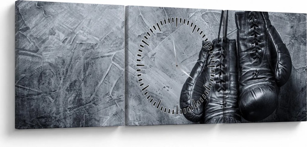 Obraz - Boxerské rukavice (s hodinami) (90x30 cm)