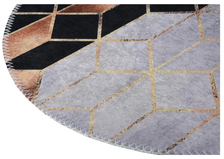 Čierno-biely umývateľný okrúhly koberec ø 100 cm – Vitaus