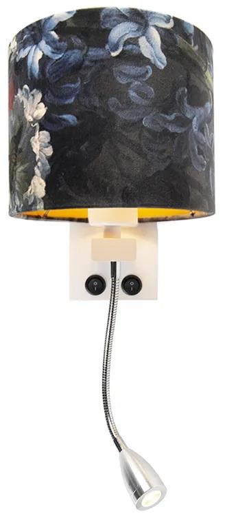 Moderná nástenná lampa biela s odtieňom zamatových kvetov - Brescia