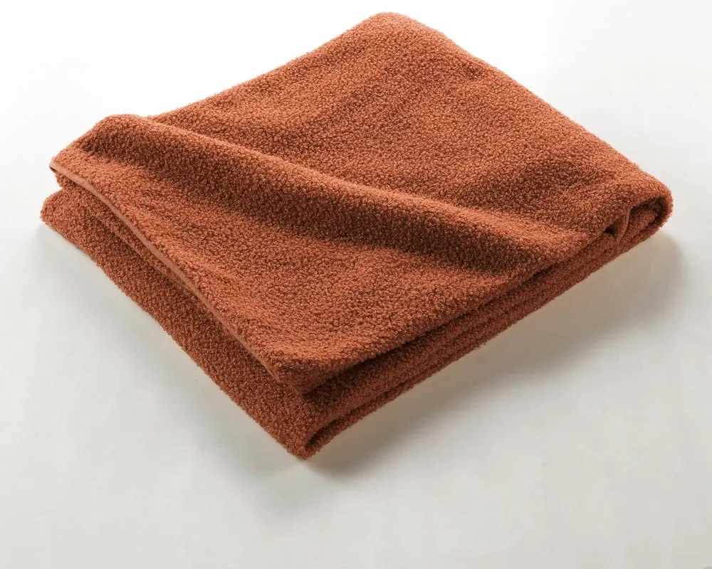 Červenooranžová fleecová deka 180x220 cm Curly Wooly – douceur d'intérieur
