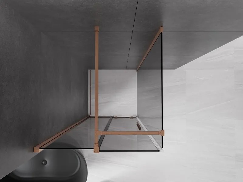Mexen Velar, sprchový kút s posuvnými dverami 120 x 120 cm, 8mm šedé sklo, medená matná, 871-120-120-41-65
