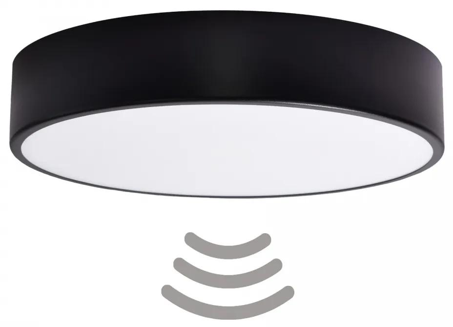 TEMAR Prisadené stropné osvetlenie CLEO s čidlom, 3xE27, 40W, 40cm, okrúhle, čierne