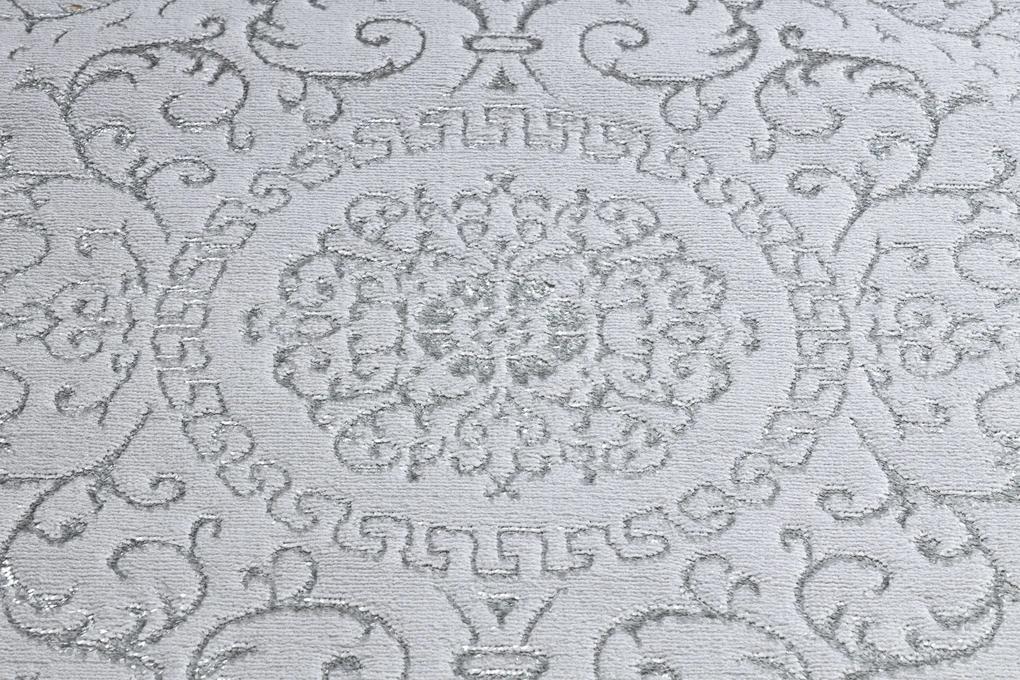 Moderný MEFE koberec   8373 Ornament, rám - Štrukturálny,  dve vrstvy  rúna sivá