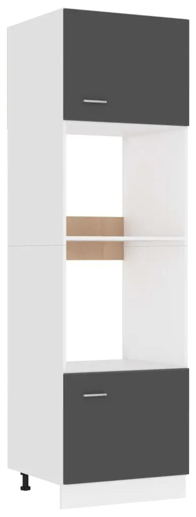 vidaXL Skrinka na mikrovlnku, sivá 60x57x207 cm, drevotrieska