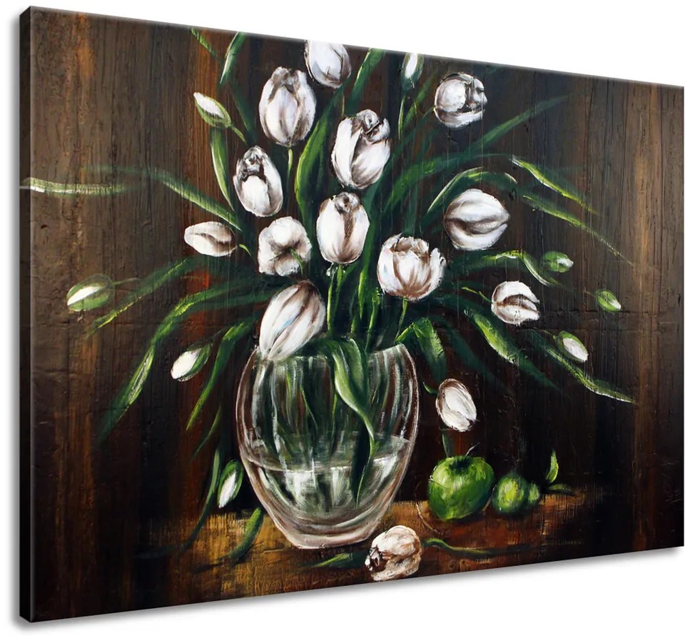 Gario Ručne maľovaný obraz Maľované tulipány Rozmery: 100 x 70 cm