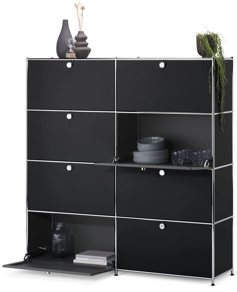 Vysoká komoda »CN3« s 8 výklopnými dvierkami, čierna