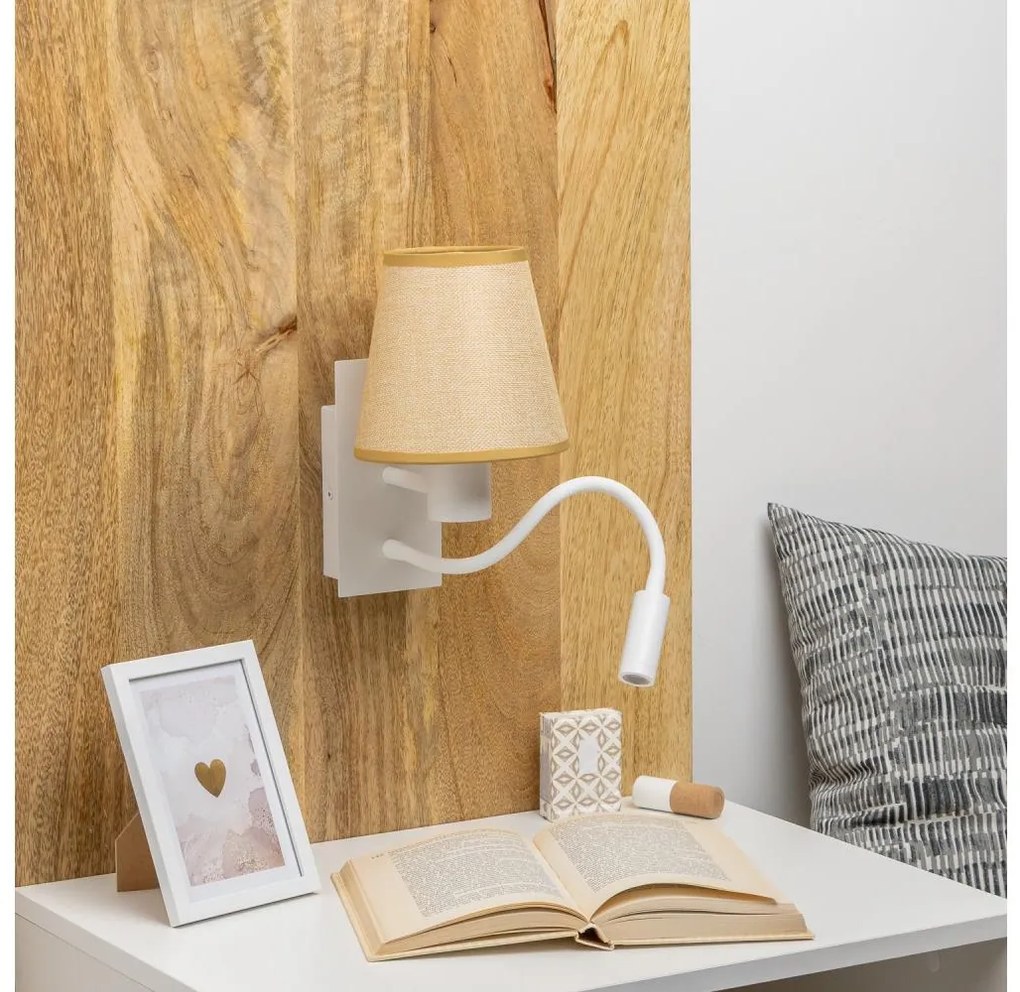 Brilagi - LED Nástenná lampa NUBILA 1xE27/25W/230V +LED/3W biela/svetlohnedá