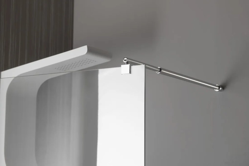 Aqualine Aqualine, WALK-IN stena na inštaláciu na múr so vzperou, jednodielna, 1100 mm, sklo číre, WI111