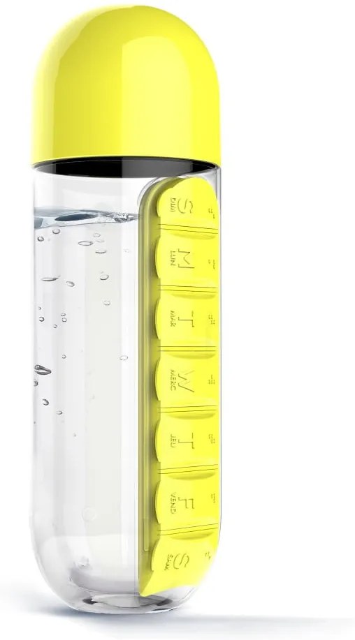 BonamiFľaša so zásobníkom na lieky In Style Yellow, 600 ml