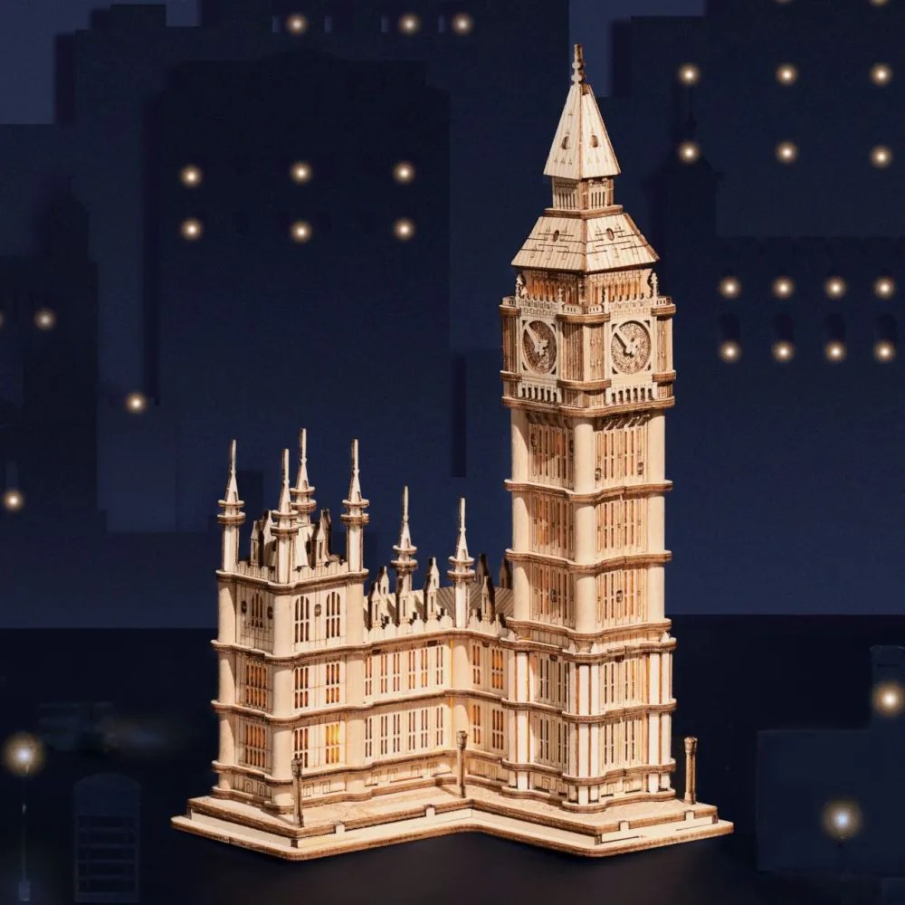Robotime Rolife Svietiaci 3D drevené puzzle Big Ben 220 ks