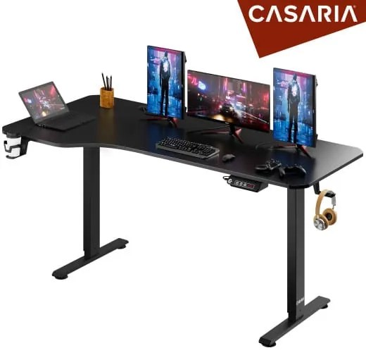 InternetovaZahrada - Výškovo nastaviteľný kancelársky stôl čierny-160x75x118 cm