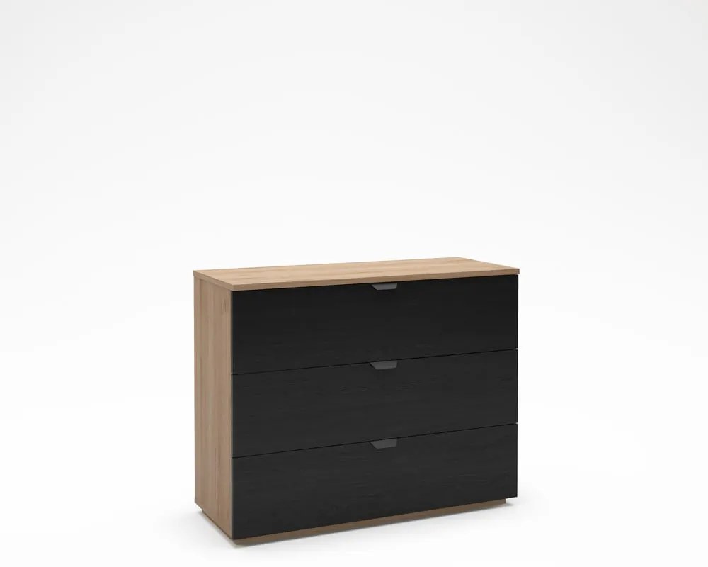 Komoda v dekore duba v čierno-prírodnej farbe 100x80x40 cm Dennis – Marckeric