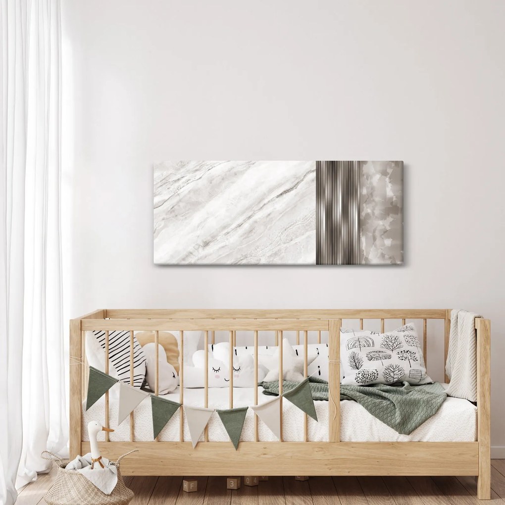 Obraz - Mramor so striebornými linkami (120x50 cm)