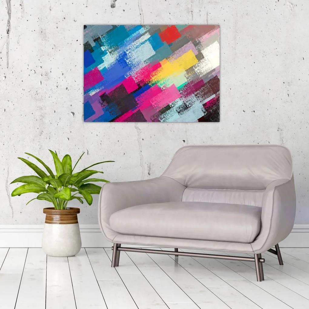 Sklenený obraz - Farebné ťahy štetcom (70x50 cm)