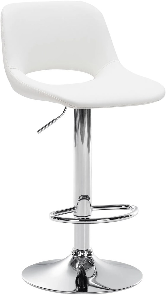 Barová stolička Camden - koženka, chróm rám - Biela