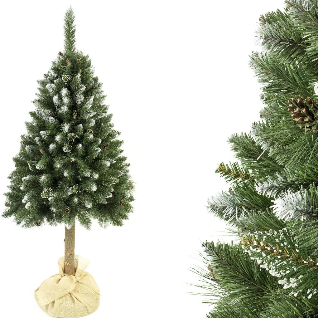 TRENDIE Vianočný stromček Borovica diamantová so šiškou na pníku 160 cm