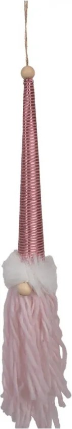 Ružová závesná dekorácia škriatok Gnome - 6*6*48 cm