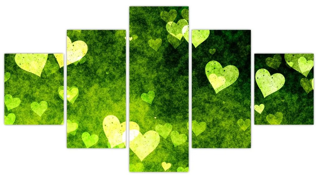 Zelená srdiečka - obraz do bytu