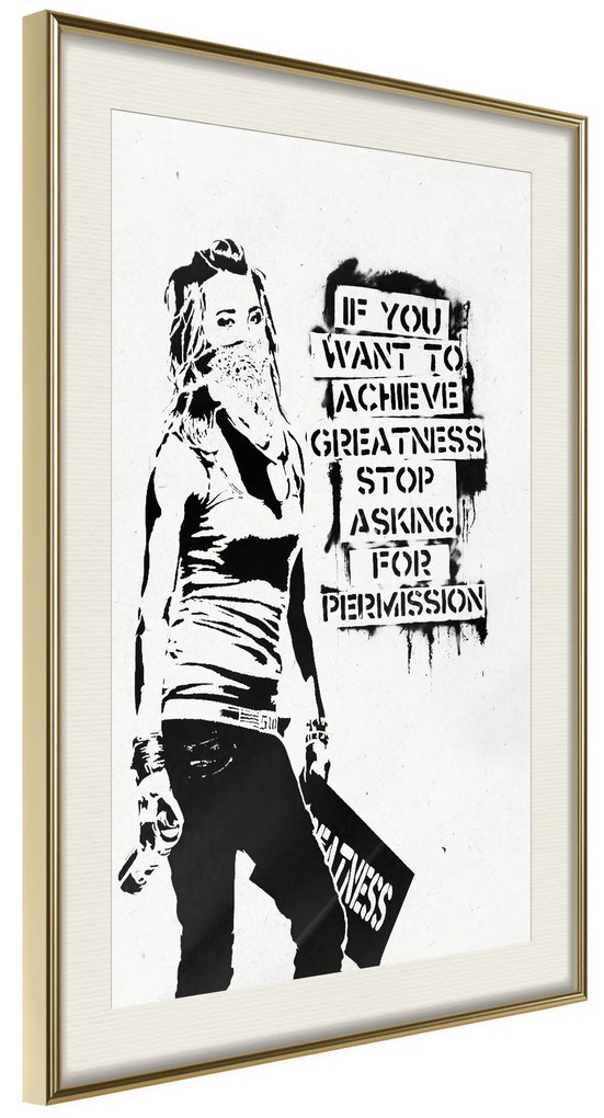 Artgeist Plagát - Girl with Graffiti [Poster] Veľkosť: 20x30, Verzia: Zlatý rám s passe-partout