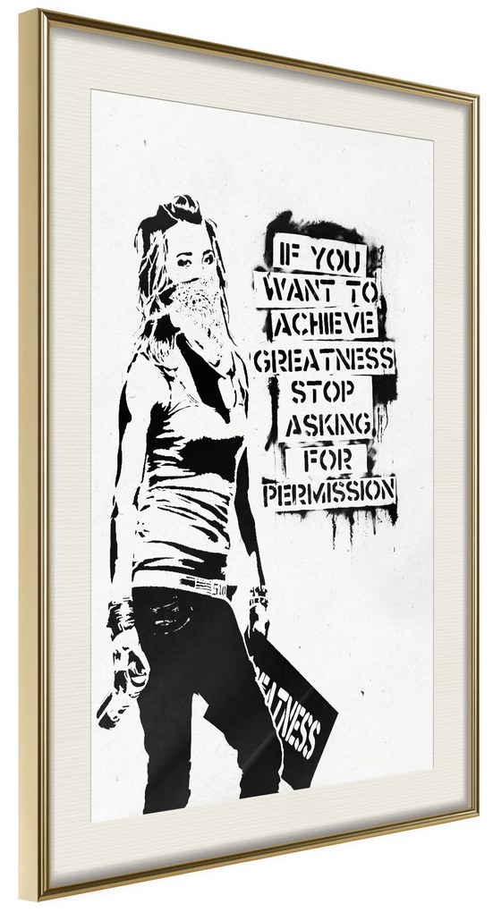 Artgeist Plagát - Girl with Graffiti [Poster] Veľkosť: 20x30, Verzia: Zlatý rám