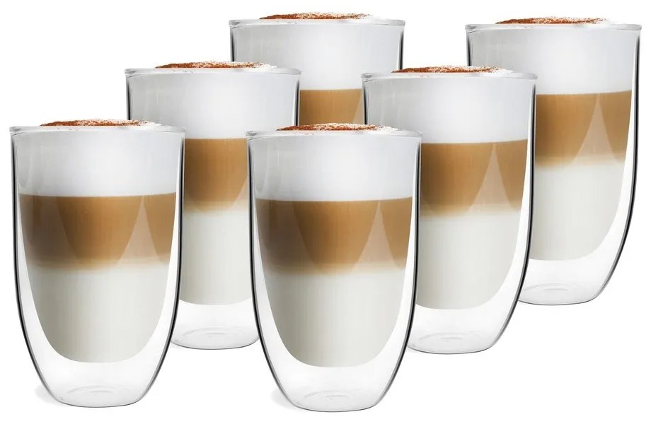Dvojstenné/na latte sklenené hrnčeky v súprave 6 ks 350 ml – Vialli Design