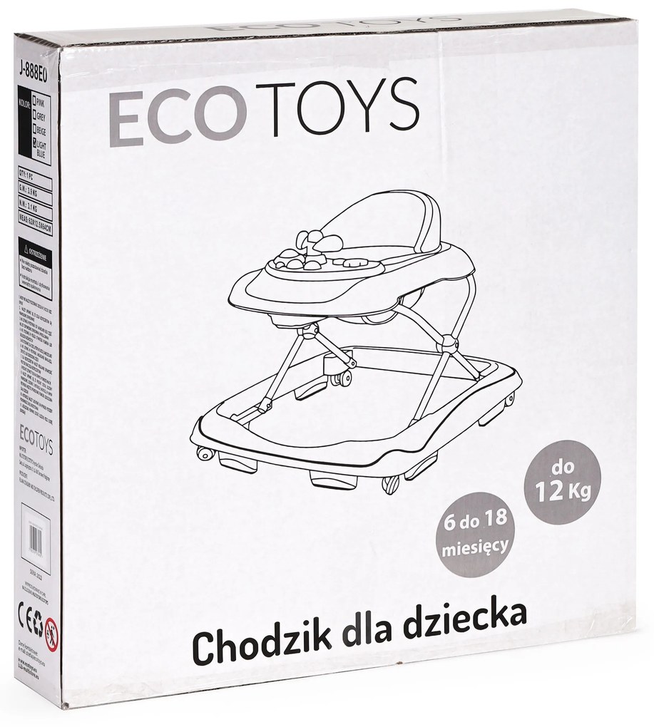 WELLHOX Detské chodítko so zvukovým multimediálnym panelom