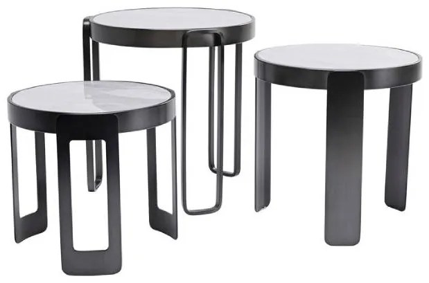 Perelli set 3 konferenčných stolíkov čierny
