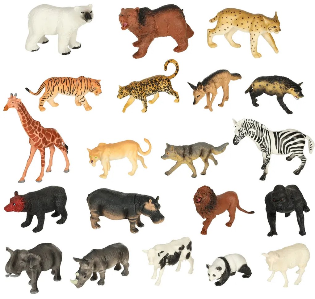 KIK Figúrky zvierat Zoo, Safari a Farma – hracia súprava 59 ks