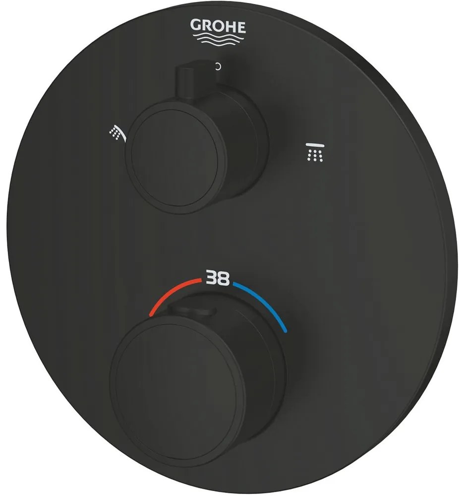 GROHE Grohtherm termostatická batéria pod omietku, pre 2 výstupy, s uzatváracím/prepínacím ventilom, matná čierna, 1022082430