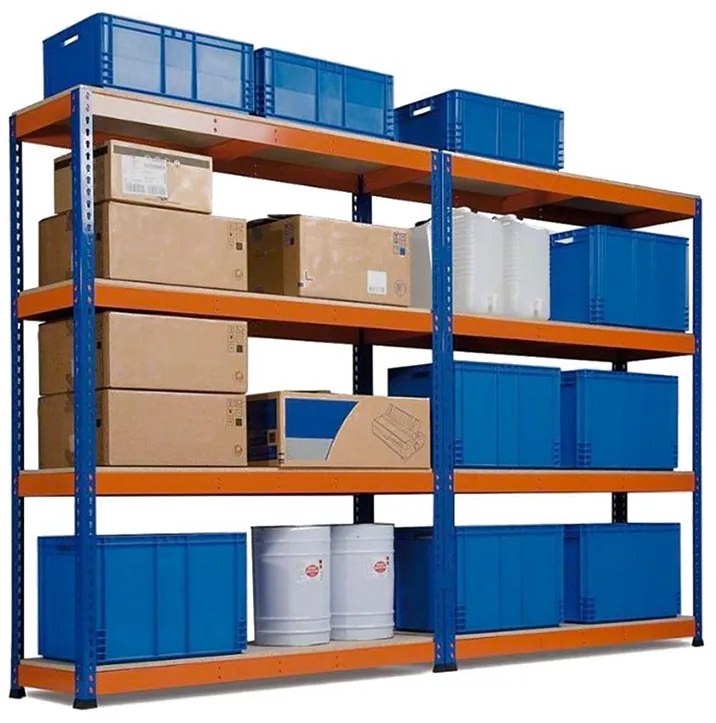 Fistar Regál 1680x1600x700 mm, PROFESIONÁLNY, lakovaný 4-policový, nosnosť 1600 kg - MODRO-ORANŽOVÝ