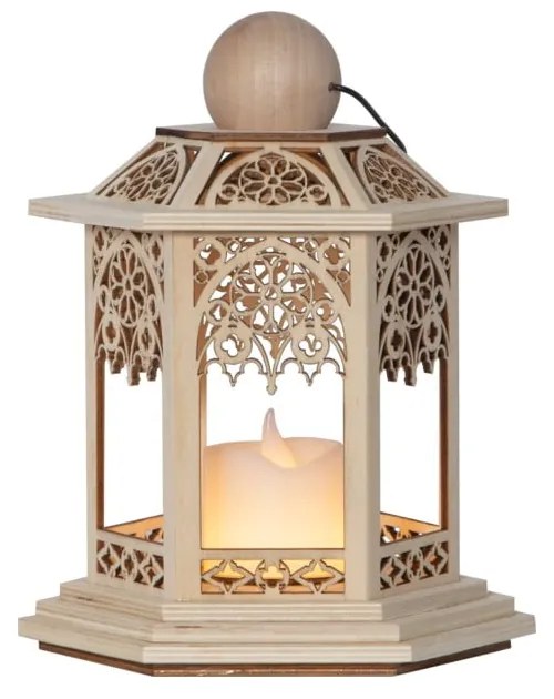 Hnedý LED lampáš Star Trading Lace, výška 20 cm