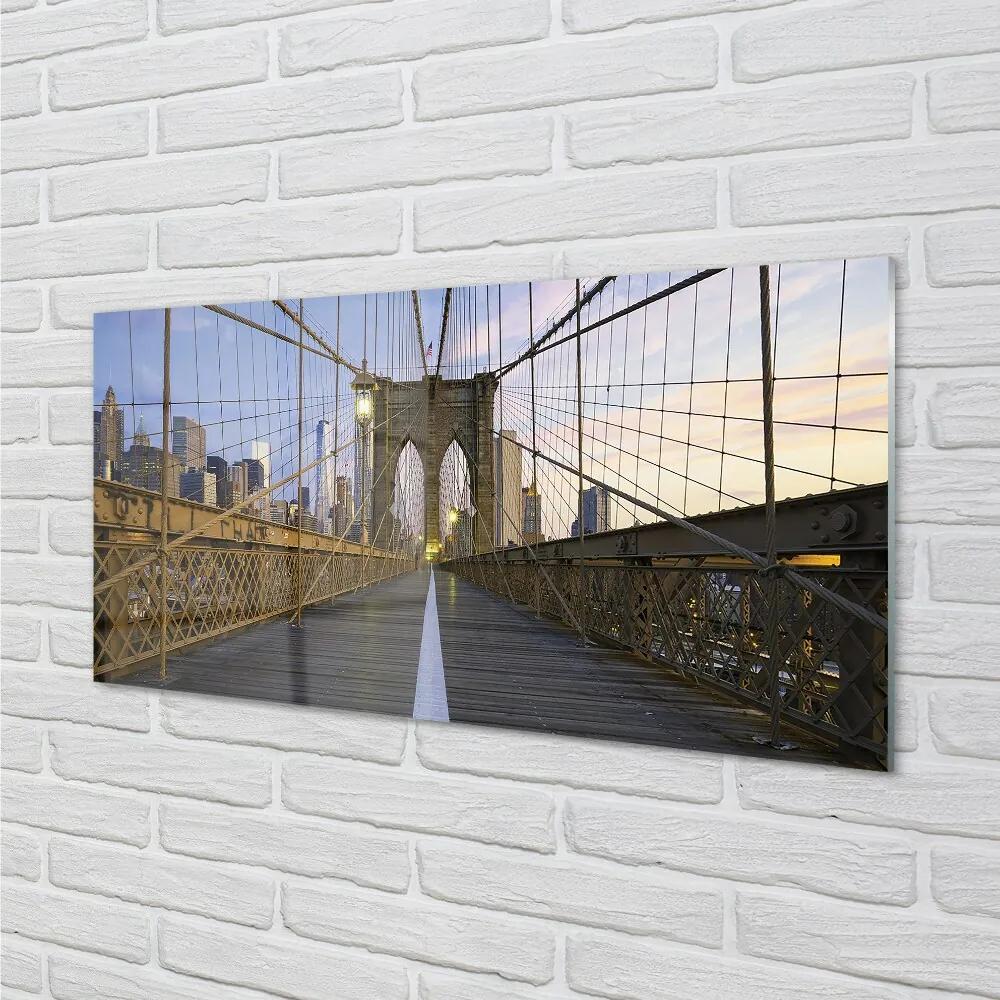 Sklenený obraz Stĺpec most slnko 125x50 cm