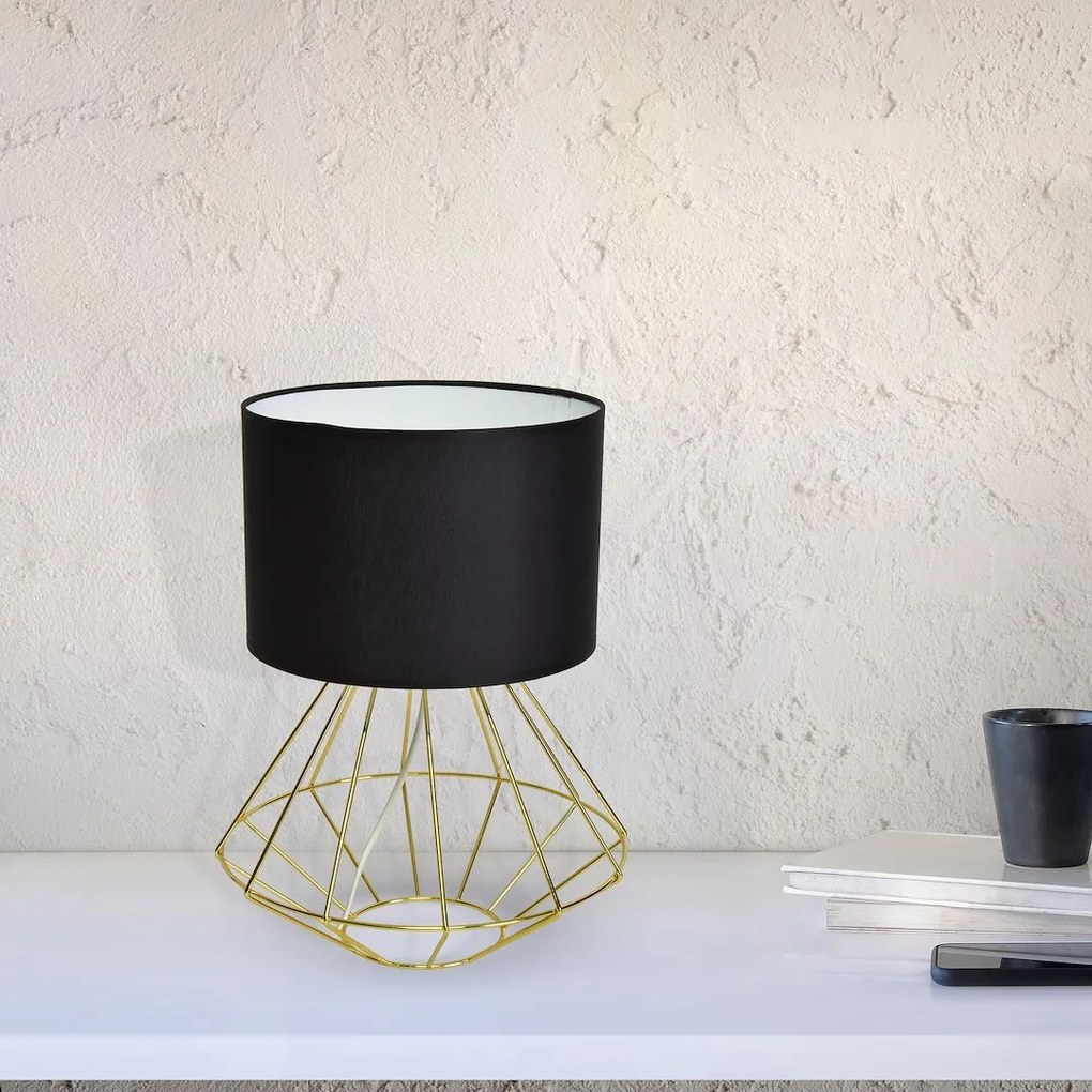 Stolná lampa Lupo, 1x čierne textilné tienidlo, g