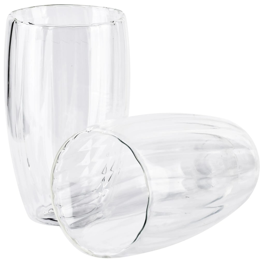 Sada 2 ks skleněných hrnků PETER STRIPES 450 ml čirá