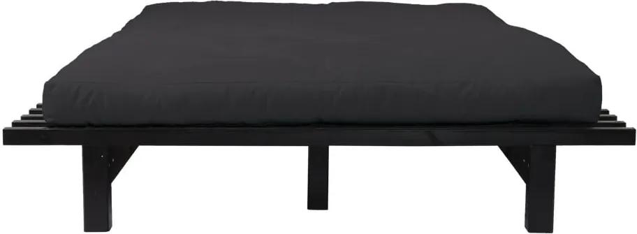 Dvojlôžková posteľ z borovicového dreva s matracom Karup Design Blues Double Latex Black/Black, 160 × 200 cm