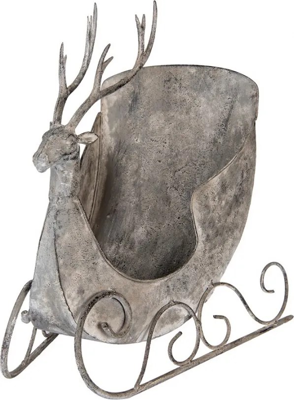 Zinková antik kovová dekorácia sane s jeleňom Deer - 44*34*47 cm