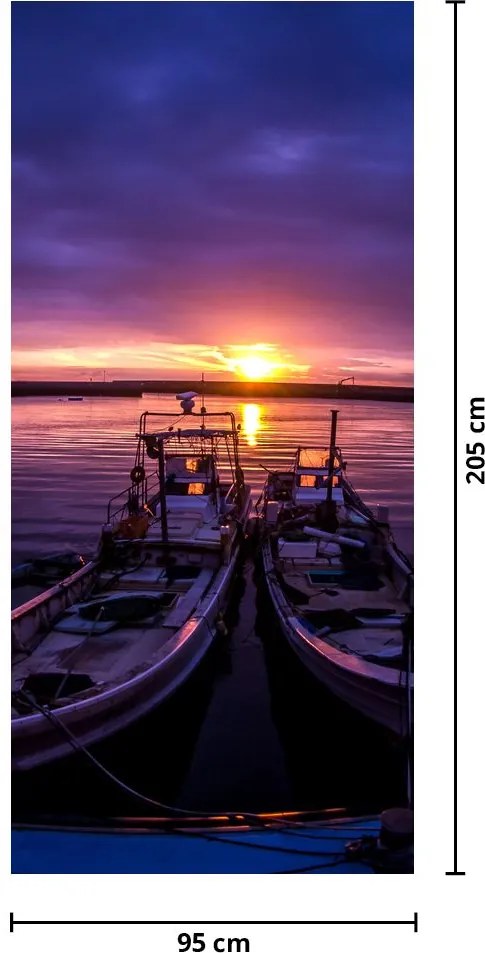 Fototapeta na dvere - Rybárske lode v prístave (95x205cm)