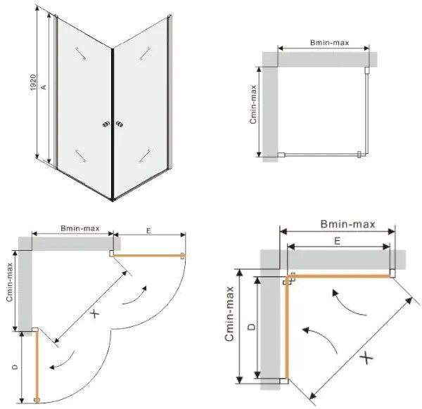 Mexen Pretoria DUO sprchovací kút 90x90cm, 6mm sklo, chrómový profil-šedé sklo, 852-090-090-02-40