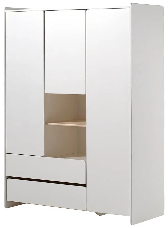 Biela detská šatníková skriňa Vipack Kiddy, 137,8 x 190 cm