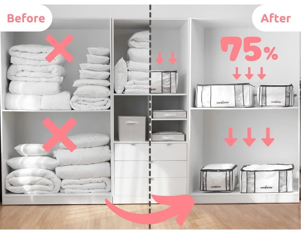 Vákuový/vystužený látkový úložný box na oblečenie 65x45x27 cm Life – Compactor