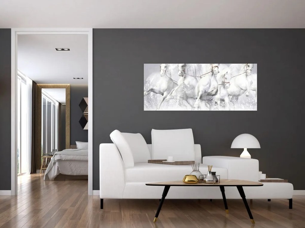 Obraz - Ilustrácie závodných koní (120x50 cm)