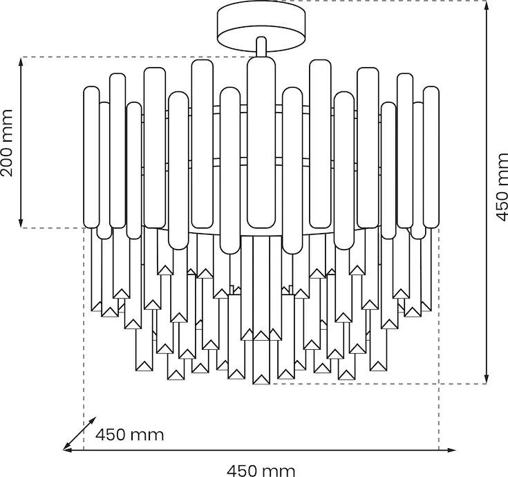 Luster Aspen I, 1x krištáľové/chrómové kovové tienidlo, (fi 45cm), ch