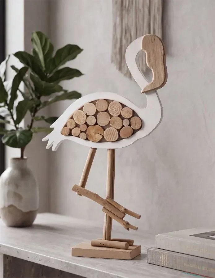 Drevená dekorácia Flamingo Nature 56 cm hnedá