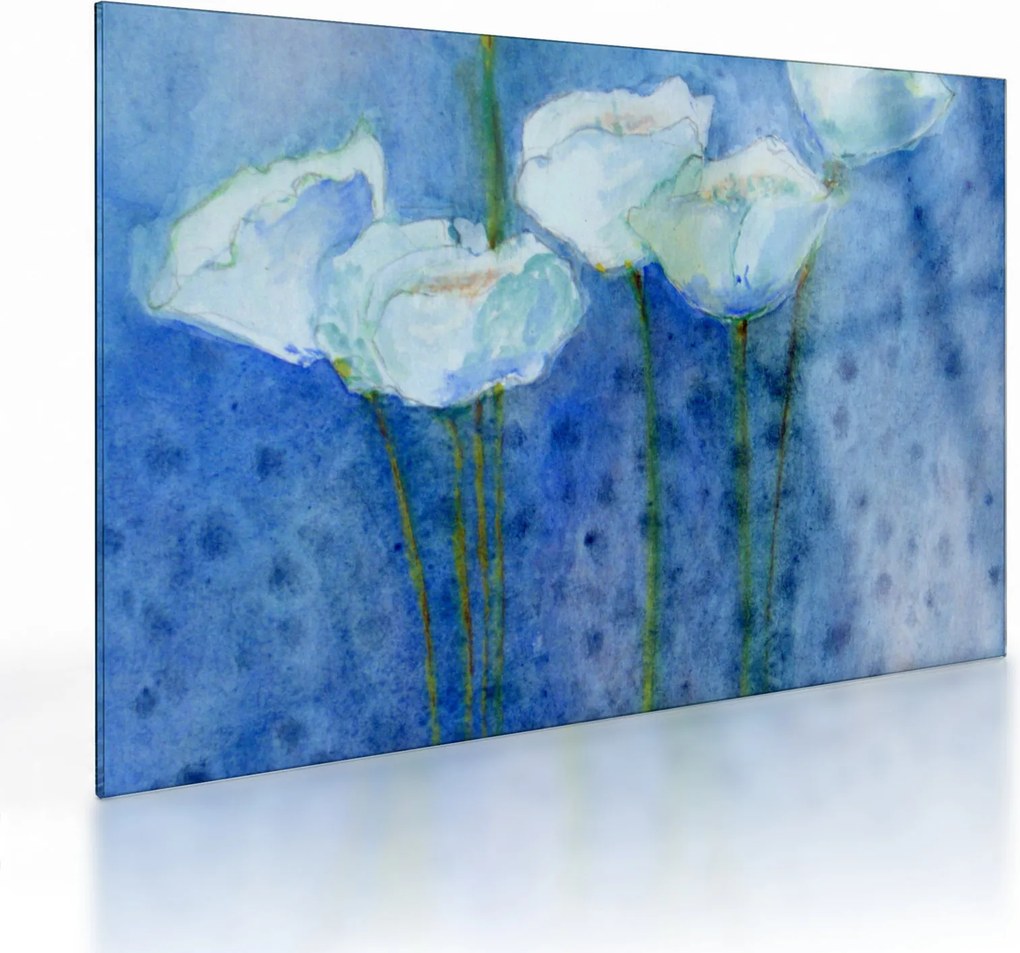 Sklenený obraz - Biele tulipány (70x50 cm)