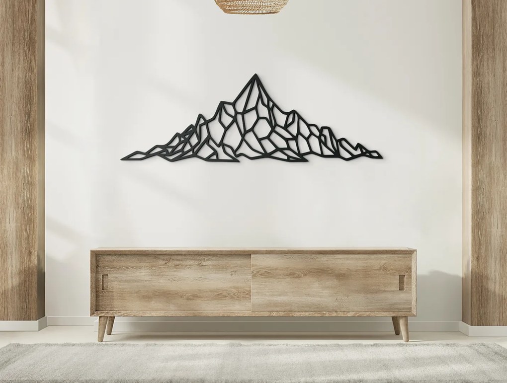 drevko Polygonálny obraz na stenu Panoráma Hôr Rozmer obrazu: 15 x 44,5 cm, Farba dekorácie: Čierna