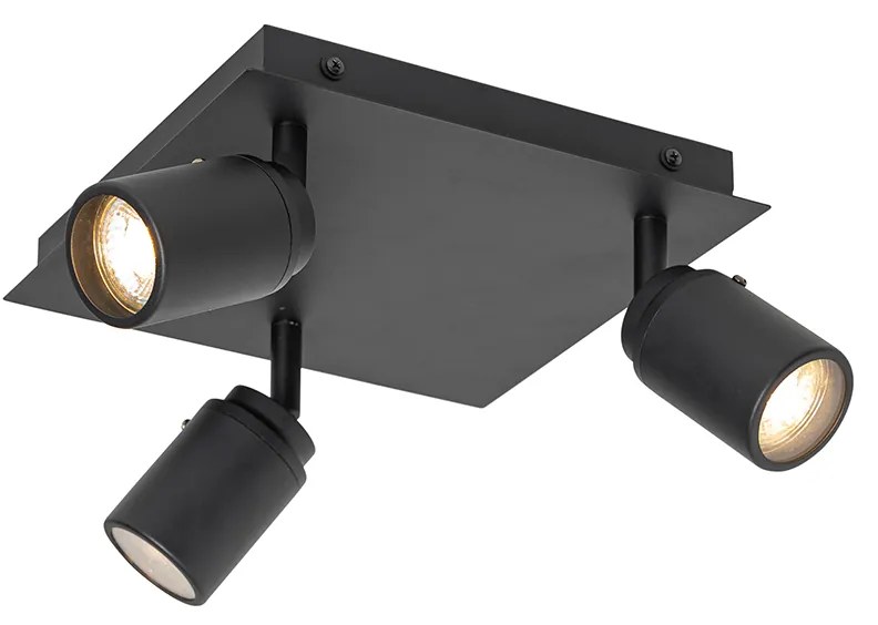 Inteligentné kúpeľňové bodové svetlo čierne štvorcové IP44 vrátane 3 Wifi GU10 - Ducha