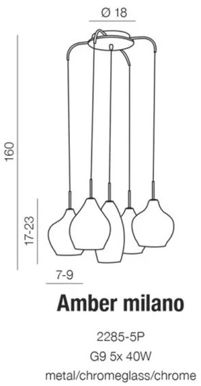 Azzardo AZ3076 - Luster na lanku AMBER 5xG9/40W/230V