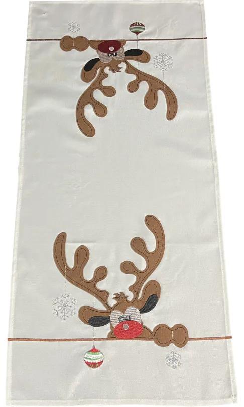Vianočná štóla bielej farby s aplikáciou soba Šírka: 40 cm | Dĺžka: 85 cm