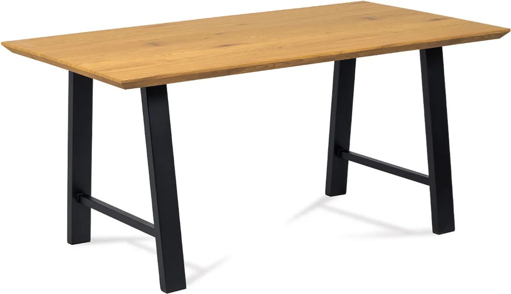 Jedálenský stôl 160x90 cm, MDF dekor dub, kov čierny mat